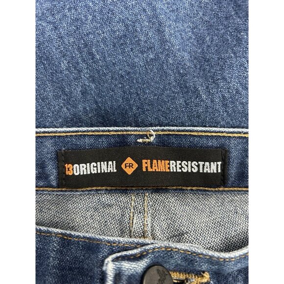 Wrangler 13 Original Flame Resistant Blue 100% Cotton Distressed Jeans (34X36) - Picture 5 of 13